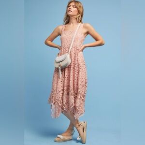 Anthropologie MAEVE Dusty Rose Pink AIZA Cotton Lace Dress Size 8